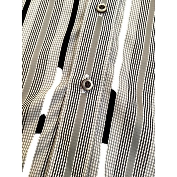 ROBERT GRAHAM Gray Men Striped Long Sleeve Shirt Flip Cuff Size M Classic Fit EC - Picture 9 of 9